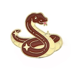 Chinese Zodiac Snake Enamel Pins, Alloy Brooches for Backpack Clothes, Coconut Brown, 26.5x30.5mm(JEWB-Q011-03C)