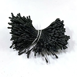 Gesso Artificial Flower Core & Flower, for Wedding Bridal Bouquet Home Decoration, Black, 60x2mm, 400pcs/set(FIND-K021-04)