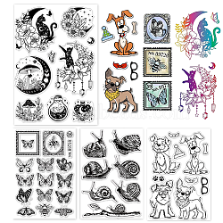 Globleland 4Pcs 4 Styles Animal Theme Custom PVC Plastic Clear Stamps, for DIY Scrapbooking, Photo Album Decorative, Cards Making, Mixed Shapes, 160~210x110~148x3mm, 1pc/style,(DIY-GL0010-01D)