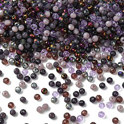 Glass Beads, Mixed Style, Faceted Rondelle, Purple, 4x3.5mm, Hole: 1mm, about 500pcs/bag(GLAA-YW0003-39K)
