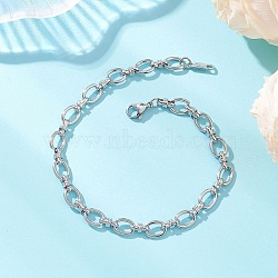 304 Stainless Steel Oval Link Chains Bracelets for Women, with Lobster Claw Clasps, Stainless Steel Color, 9.06 inch(23cm)(BJEW-JB13208)
