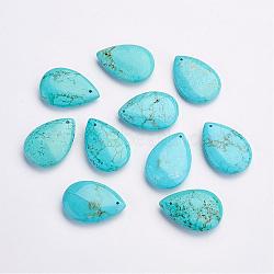Natural Howlite Pendants, Dyed & Heated, teardrop, 30x21x7mm, Hole: 1mm(G-F443-04)