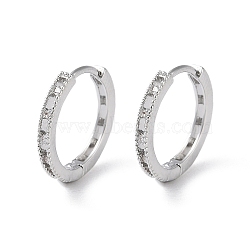 Brass Micro Pave Cubic Zirconia Hoop Earrings, Ring, Real Platinum Plated, 12.5x2mm(EJEW-P259-05P)