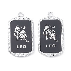 Alloy Twelve Constellations Series Big Pendants, Lead Free & Cadmium Free, with Acrylic, Rectangle, Leo, 50x28x3.5mm, Hole: 3.8mm(PALLOY-O107-01P-02)