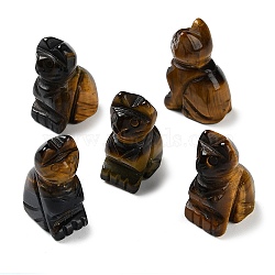 Natural Tiger Eye Carved Healing Figurines, Reiki Energy Stone Display Decorations, Cat, 18x12~12.5x25mm(G-B062-04B)