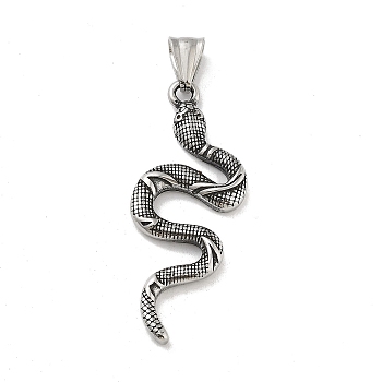 304 Stainless Steel Big Pendants, Antique Silver, Snake, 50x20x4mm, Hole: 8x5mm