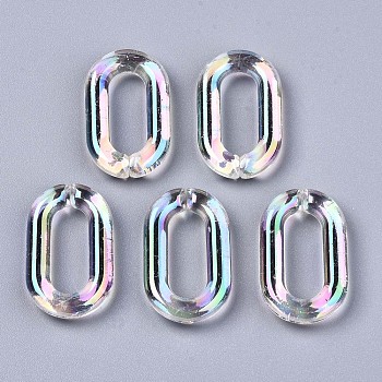 Transparent Acrylic Linkings Rings, Quick Link Connectors, For Curb Chains Making, AB Color, Oval, Clear AB, 31x19x5mm, Inner Diameter: 20.5x8mm