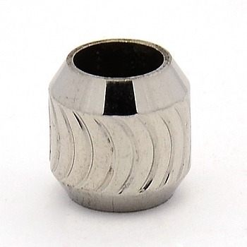 Stainless Steel Beads, Large Hole Column Beads, Stainless Steel Color, 10x10mm, Hole: 6mm