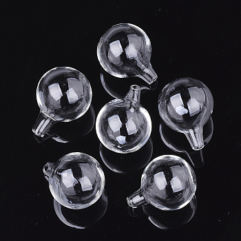 Handmade Blown Glass Globe Bottles, for Glass Vial Pendants Making, Clear, 28~29x22mm, Half Hole: 4~5mm