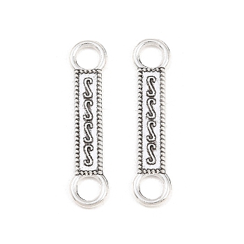 Tibetan Style Alloy Connector Charms, Rectangle Links, Antique Silver, 33x7x2mm, Hole: 4.5mm