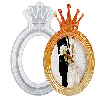 Crown Theme DIY Photo Frame Silicone Molds, for UV Resin, Epoxy Resin Craft Making, Oval, 302x180x23mm