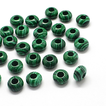 Synthetic Malachite European Large Hole Beads, Rondelle, 13~14x7~8mm, Hole: 5mm
