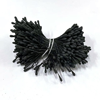 Gesso Artificial Flower Core & Flower, for Wedding Bridal Bouquet Home Decoration, Black, 60x2mm, 400pcs/set