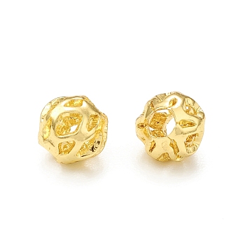 Brass Beads, Hollow, Rondelle, Real 18K Gold Plated, 3.5x3.5mm, Hole: 1.4mm