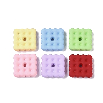 Acrylic Beads, Cookies, Mixed Color, 20x20x5mm, Hole: 3mm