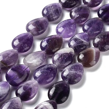Natural Amethyst Beads Strands, Teardrop, 17.5~18x13x6mm, Hole: 1.2mm, about 22pcs/strand, 15.24 inch(38.7cm)