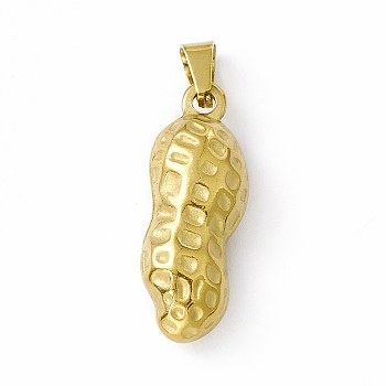Vacuum Plating 304 Stainless Steel Pendants, Peanut Charms, Golden, 29.5x11x8mm, Hole: 7.5x4mm