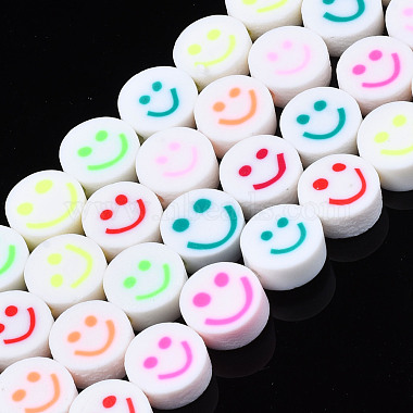 Mixed Color Flat Round Polymer Clay Beads