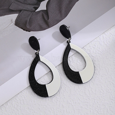 Acrylic Stripe Dangle Stud Earrings(FS-WG5637F-02)-1