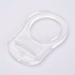 Eco-Friendly Plastic Baby Pacifier Holder Ring, Clear, 48x32x3mm, Hole: 22mm(X-KY-K001-C15)