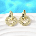 Flat Round Brass Micro Pave Cubic Zirconia Hoop Earrings, Rack Plating, Lasting Plated, Cadmium Free & Lead Free, Real 18K Gold Plated, Clear, 18x12mm(EJEW-U061-02G-02)