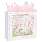 1Pc French Retro Leaf Printed Rectangle Paper Tote Bags, 2Pcs Wrapping Paper, Mixed Color, Bag: 30.5x12x27cm(ABAG-SP0001-29B)