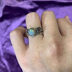 Adjustable Opal with 925 Sterling Silver Cuff Open Rings, Oval, Antique Silver, 8x6mm(RJEW-C155-02)