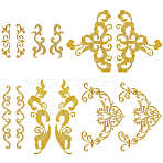 12Pcs 6 Styles Polyester Clothing Patches, Flower & Leaf & Cloud, Gold, 27~340x43~277x0.8~1mm(PATC-GF0001-89A)