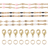DIY Bracelet Necklaces Making Kit, Including 304 Stainless Steel Dapped Chains, Brass Jump Rings & Lobster Claw Clasps, Mixed Color, Chain: 2x1.5mm, 3M/set(DIY-TA0006-44)