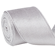 10 Yards Single Face Velvet Ribbon, for Bowknot Making, Gift Decoration, Silver, 2-1/2 inch(63mm)(OCOR-WH0093-12A)