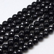 Natural Agate Round Beads Strand, Dyed, Faceted, Black, 12mm, Hole: 1mm, about 30pcs/strand, 14.56 inch(G-L084-12mm-28)