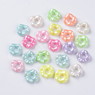 Opaque Acrylic Beads, AB Color Plated, Wave Flat Round, Mixed Color, 13x3.5mm, Hole: 4mm, about 185pcs/50g(X-MACR-Q239-011)