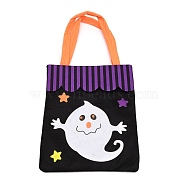 Non-woven Fabrics Halloween Candy Bag, Trick or Treat Tote, with Handles, Gift Bag Party Favors for Kids Boys Girls, Rectangle, Black, Ghost Pattern, 41x21x0.3cm(ABAG-I003-06G)