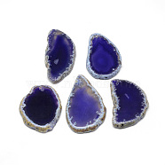Natural Brazilian Agate Pendants, Dyed & Heated, Nuggets, Big Pendants, Midnight Blue, 47~59x28~47x4.5mm, Hole: 1.5mm(G-S262-02C)