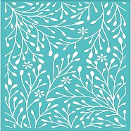 Self-Adhesive Silk Screen Printing Stencil, for Painting on Wood, DIY Decoration T-Shirt Fabric, Turquoise, Leaf Pattern, 195x140mm(DIY-WH0337-026)