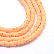 Flat Round Handmade Polymer Clay Bead Spacers, PeachPuff, 3x1mm, Hole: 1mm, about 380~400pcs/strand, 17.7 inch(X-CLAY-R067-3.0mm-13)
