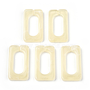Acrylic Linking Rings, Quick Link Connectors, for Cross Chains Making, Imitation Gemstone Style, Rectangle, Light Yellow, 43.5x23x4.5mm, Inner Diameter: 30x12mm, about 147pcs/500g(OACR-S021-70A-D05)
