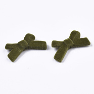 Flocky Acrylic Beads, Bowknot, Olive, 21x34x6.5mm, Hole: 1.4mm(OACR-S134-001E)