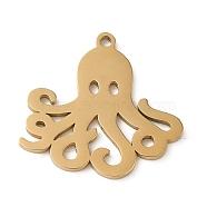 5Pcs 201 Stainless Steel Pendants, Laser Cut, Octopus Charm, Golden, 17.5x18.5x1mm, Hole: 1.2mm(STAS-B064-04G)