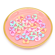 Opaque Resin Cabochons, Heart with Word Be Mine, Mixed Color, 19x18mm(X-HEAR-PW0002-046A)