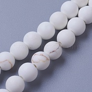 Natural Magnesite Beads Strands, Frosted, Round, 10x9.5~10mm, Hole: 1mm, about 39pcs/strand, 15.2 inch(38.6cm)(G-F592-03-10mm)