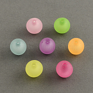 Frosted Acrylic Beads, Bead in Bead, Round, Mixed Color, 10mm, Hole: 2mm, about 980pcs/500g(FACR-Q006-10mm-M)