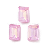 Glass Rhinestone Cabochons, Point Back & Back Plated, Faceted, Rectangle, Light Rose, 14x10x5.5mm(RGLA-G020-01A-508AM)