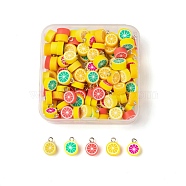 125Pcs 5 Style Handmade Polymer Clay Charms, with Platinum Tone Iron Findings, Fruit, Mixed Color, 25pcs/style(CLAY-LS0001-02)