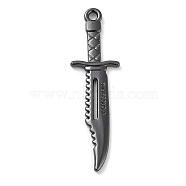 Alloy Big Pendants, Penknife Shapes, Black, 65x19x3mm, Hole: 3mm(PALLOY-S031-14B)