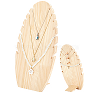 Wood Slant Back Necklace Display Stands, Pendant Necklace Organizer Holder for 5 Necklaces, Blanched Almond, 9x17.5x32.5cm(NDIS-WH0010-19)