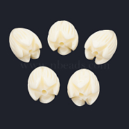 Dyed Synthetic Coral Beads, Jasmine Flower, Creamy White, 8~8.5x6.5~7mm, Hole: 1mm(CORA-N002-B-04L)