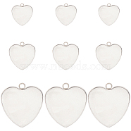 30Pcs 3 Styles 304 Stainless Steel Pendant Cabochon Settings, Plain Edge Bezel Cups, Heart, Stainless Steel Color, Tray: 12~28x12~29mm, 16.5~34x13~31x1~2mm, Hole: 2.2~3mm, 10pcs/style(STAS-SC0006-16)