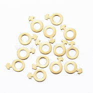 201 Stainless Steel Charms, Symbol-Male, Golden, 11x7.5x0.8mm, Hole: 4mm(X-STAS-H557-20G)