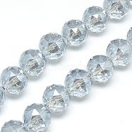 Electroplate Glass Bead Strands, Pearlized Plated, Faceted, Round, Clear, 17~18x17~18mm, Hole: 2mm, about 30pcs/strand, 22.8 inch(EGLA-S137-07)